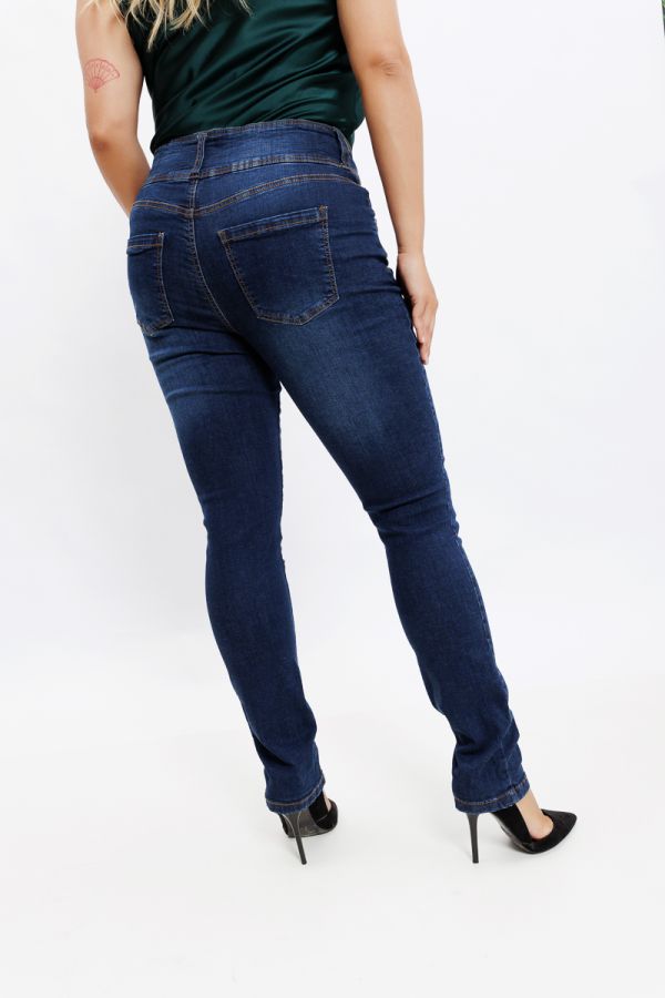 Jean παντελόνι με 3 κουμπιά σε dark blue denim χρώμα 