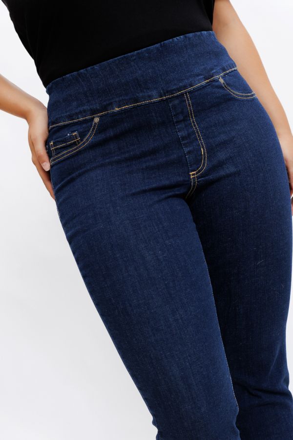 Jean παντελόνι με λάστιχο στην μπάσκα σε dark denim blue χρώμα 