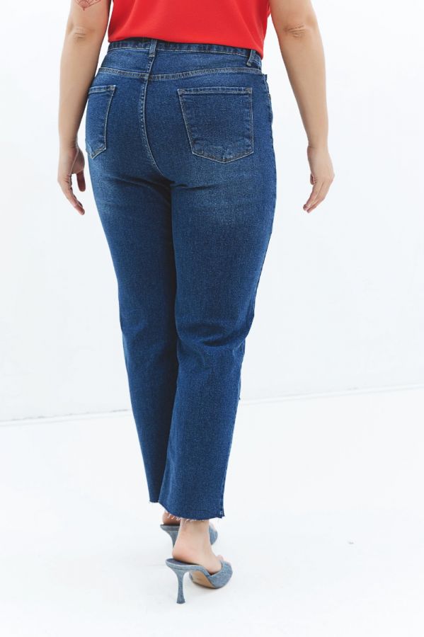 Jean παντελόνι με στρας σε dark denim blue χρώμα