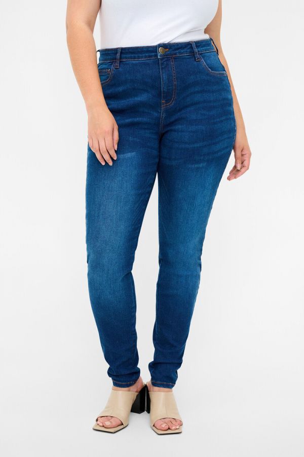 Jean ψηλόμεσο παντελόνι με τσέπες σε denim blue χρώμα