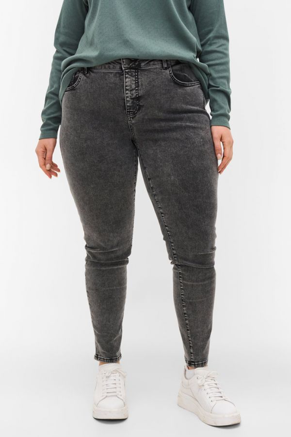 Jean ψηλόμεσο παντελόνι σε slim γραμμή σε ανθρακί χρώμα 