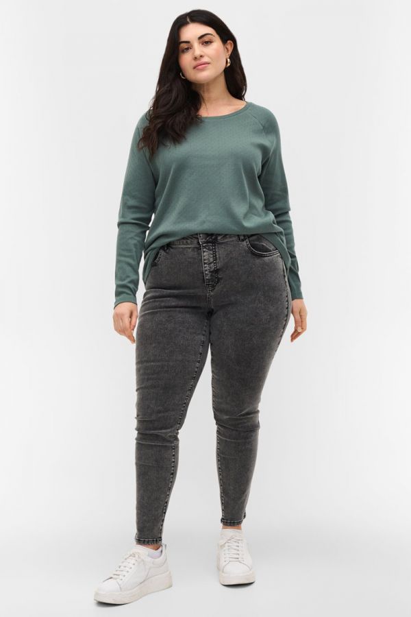 Jean ψηλόμεσο παντελόνι σε slim γραμμή σε ανθρακί χρώμα 