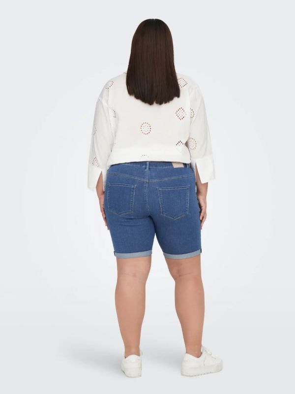 Jean shorts με ρεβέρ τελείωμα σε denim blue χρώμα