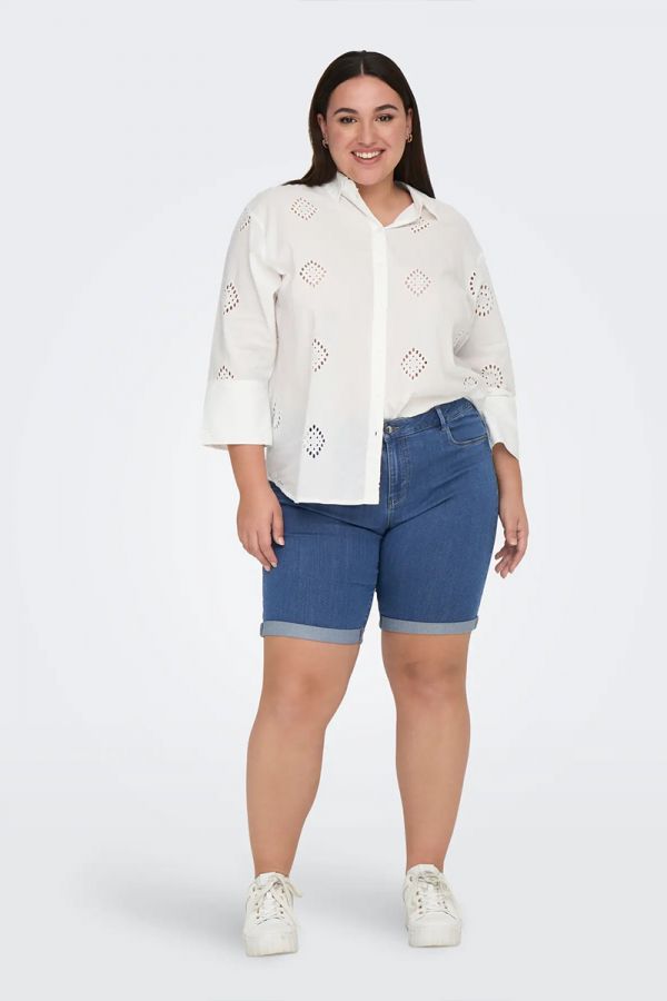 Jean shorts με ρεβέρ τελείωμα σε denim blue χρώμα