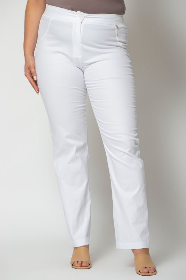 Καπαρντινέ παντελόνι σε ίσια γραμμή σε λευκό χρώμα 1xl,2xl,3xl,4xl,5xl