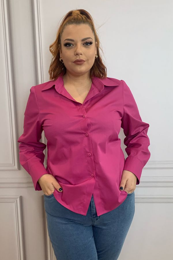 Κλασικό βαμβακερό πουκάμισο σε magenta χρώμα 1xl 2xl 3xl 4xl 5xl 