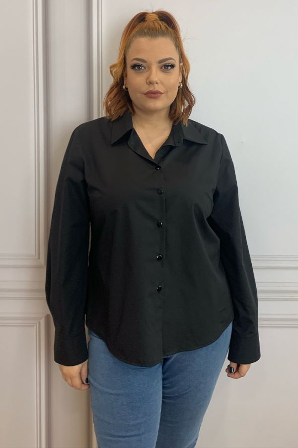 Κλασικό βαμβακερό πουκάμισο σε μαύρο χρώμα 1xl 2xl 3xl 4xl 5xl 