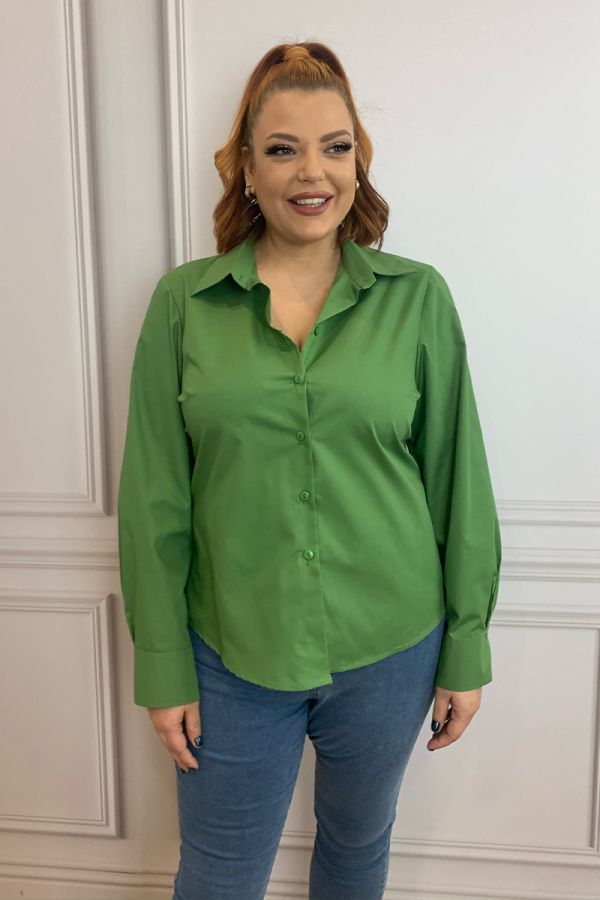 Κλασικό βαμβακερό πουκάμισο σε πράσινο χρώμα 1xl 2xl 3xl 4xl 5xl 