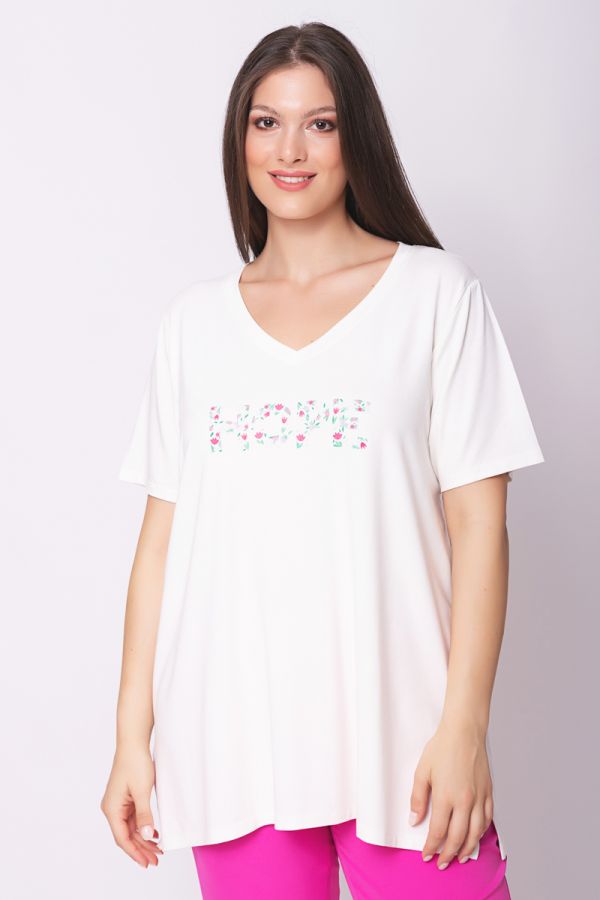 Κοντομάνικη μπλούζα με τύπωμα 'Hope' σε λευκό χρώμα
