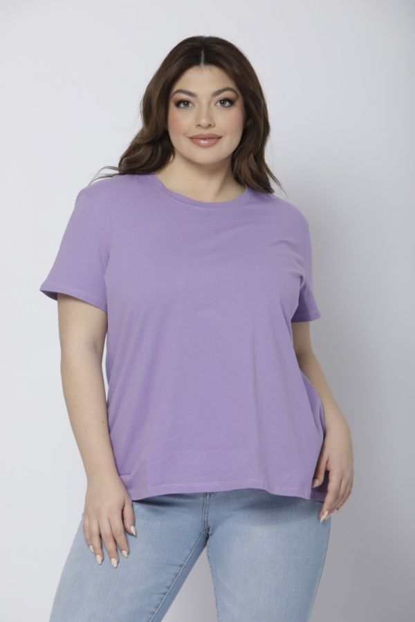 Κοντομάνικη μπλούζα σε λιλά χρώμα 1xl,2xl,3xl,4xl,5xl