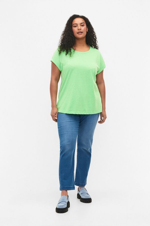 Κοντομάνικη μπλούζα σε νέον λαχανί χρώμα 1xl,2xl,3xl,4xl,5xl