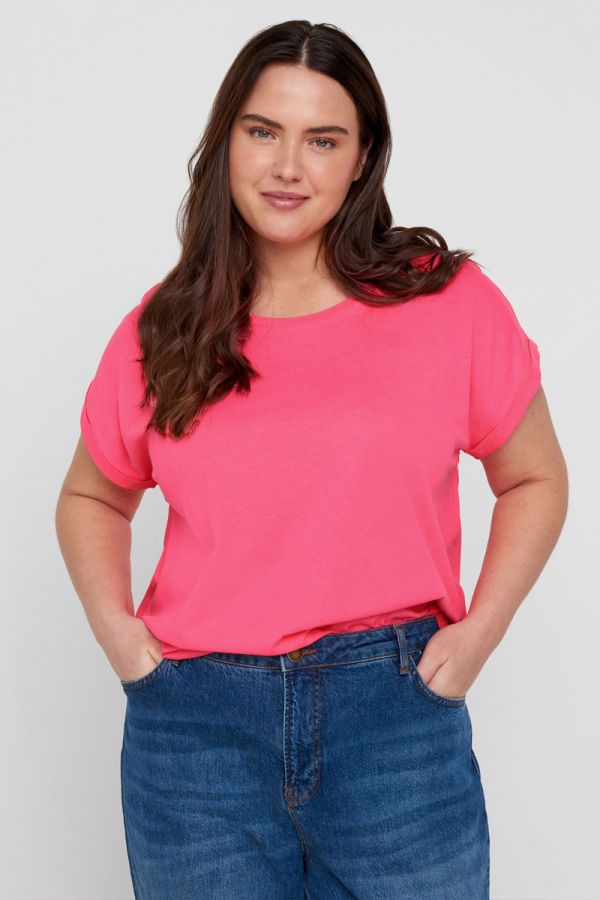 Κοντομάνικη μπλούζα σε νέον ροζ χρώμα 1xl,2xl,3xl,4xl,5xl