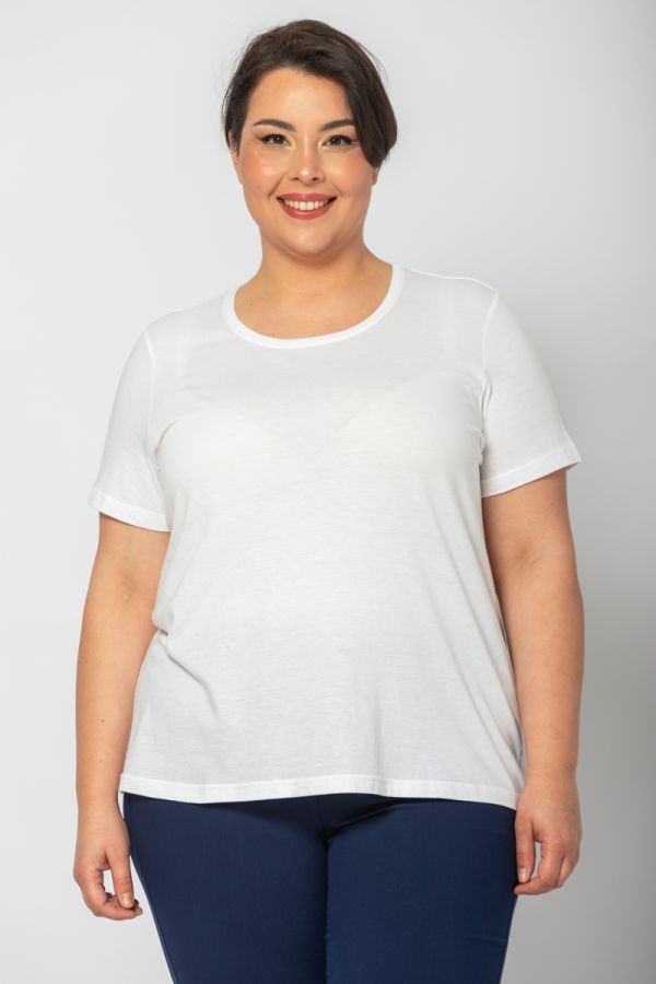 Κοντομάνικο t-shirt με στρογγυλή λαιμόκοψη σε λευκό χρώμα 1xl 2xl 3xl 4xl 5xl 