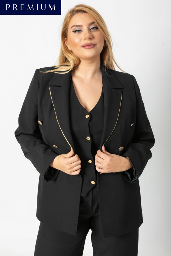 Κοστούμι με χρυσές λεπτομέρειες σε μαύρο χρώμα | Premium Collection