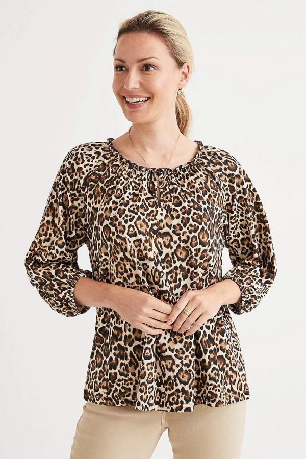 Leopard μπλούζα με 3/4 μανίκια με λάστιχο 1xl 2xl 3xl 4xl 5xl