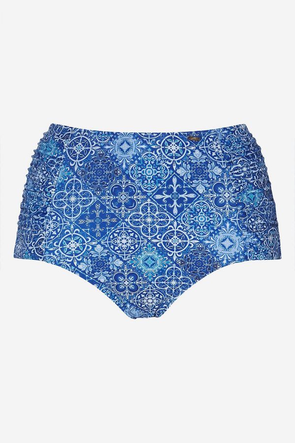 Ψηλόμεσο bikini-slip με print σε μπλε χρώμα 1xl 2xl 3xl 4xl 5xl 