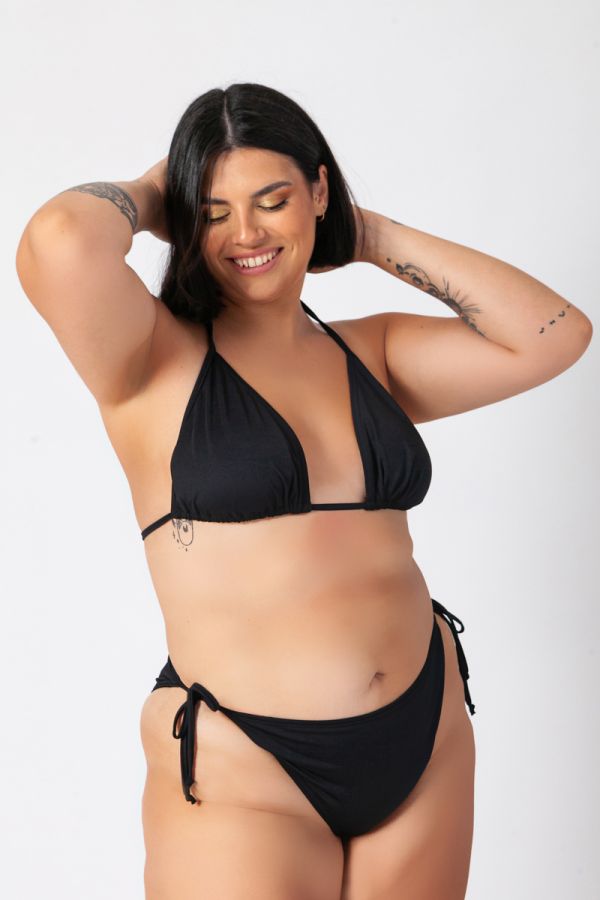 Bikini-slip με κορδόνι στο πλάι σε μαύρο χρώμα