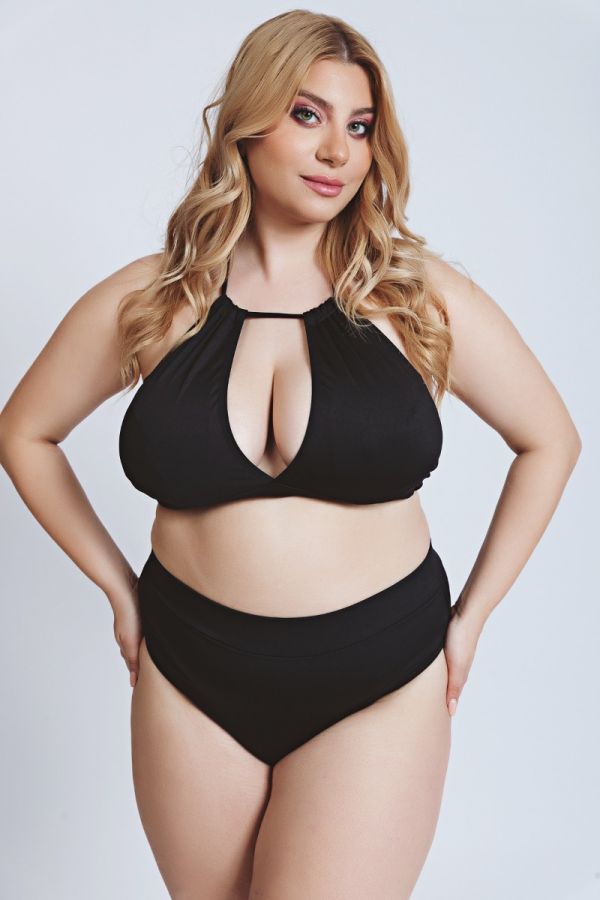 Bikini top με δέσιμο κορδόνι σε μαύρο χρώμα 1xl 2xl 3xl 4xl 5xl 