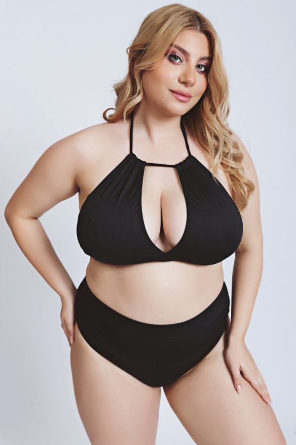 Bikini top με δέσιμο κορδόνι σε μαύρο χρώμα 1xl 2xl 3xl 4xl 5xl 