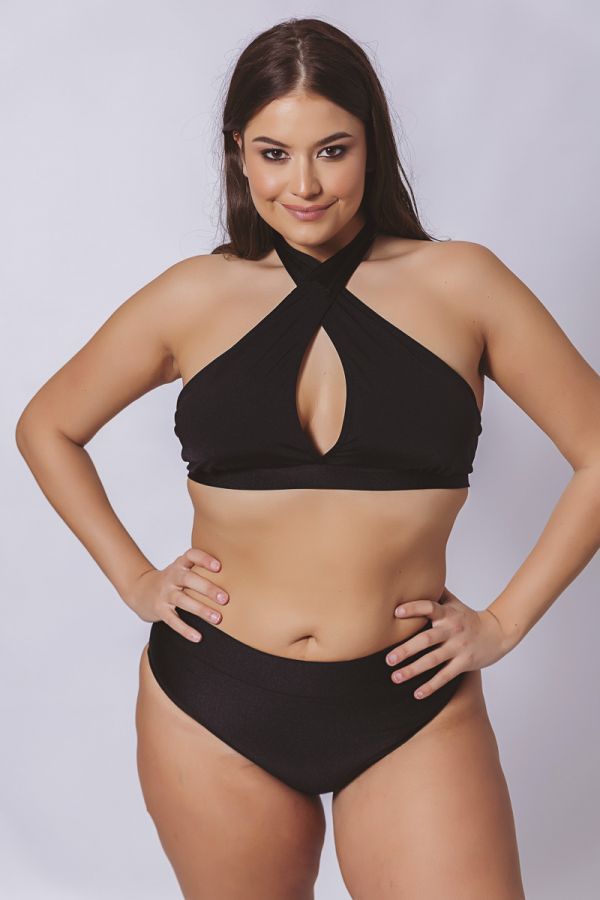 Bikini-top με χιαστί δέσιμο σε μαύρο χρώμα