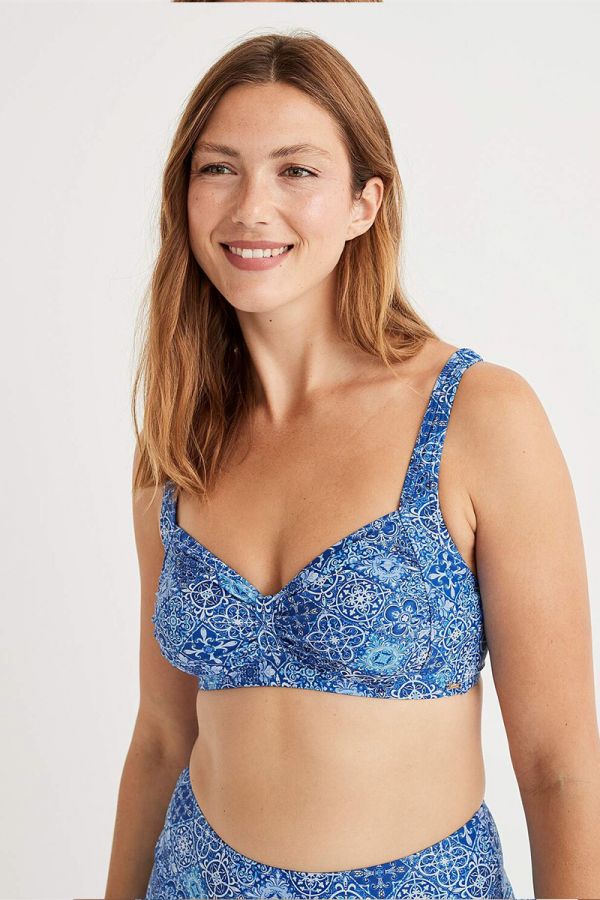 Bikini-top με print σε μπλε χρώμα 1xl 2xl 3xl 4xl 5xl 