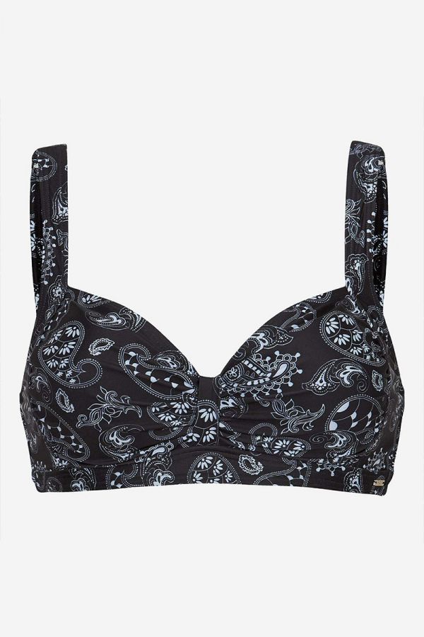 Bikini-top με λαχούρ και σούρα σε μαύρο/άσπρο χρώμα 1xl 2xl 3xl 4xl 5xl 