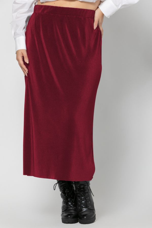 Μακριά φούστα γκοφρέ σε κόκκινο χρώμα 1xl,2xl,3xl,4xl,5xl