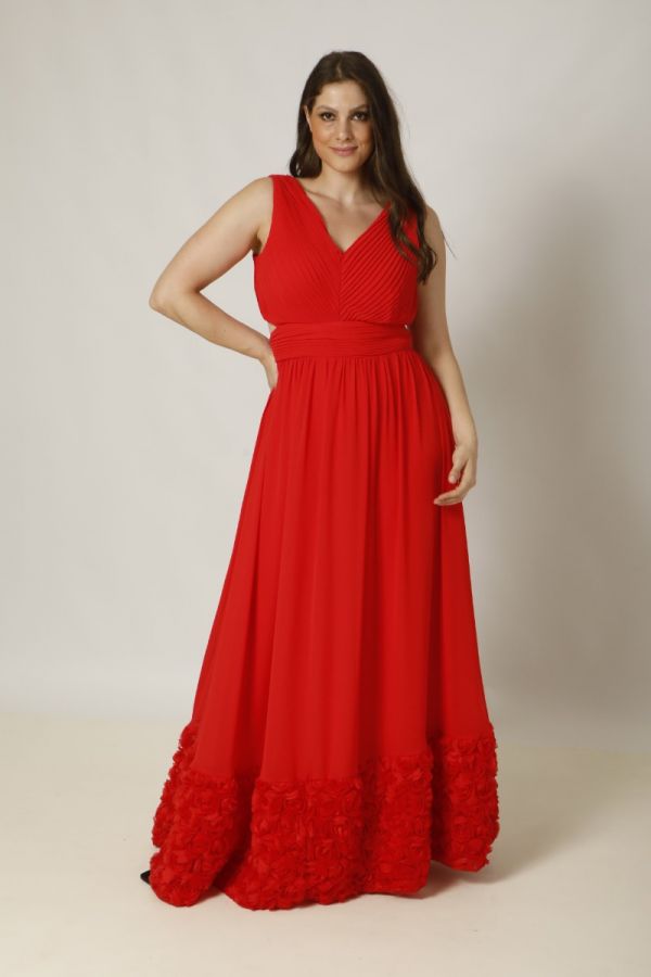 Maxi φόρεμα με cut out σε κόκκινο χρώμα