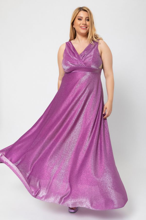 Maxi φόρεμα με glitter σε μωβ χρώμα