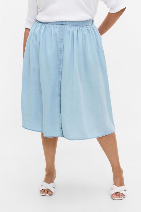 Midi denim φούστα με κουμπιά σε denim light blue