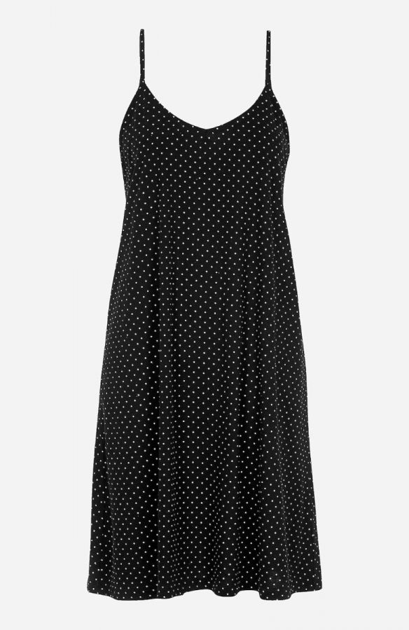 Midi φόρεμα με τιράντα σε μαύρο/άσπρο χρώμα