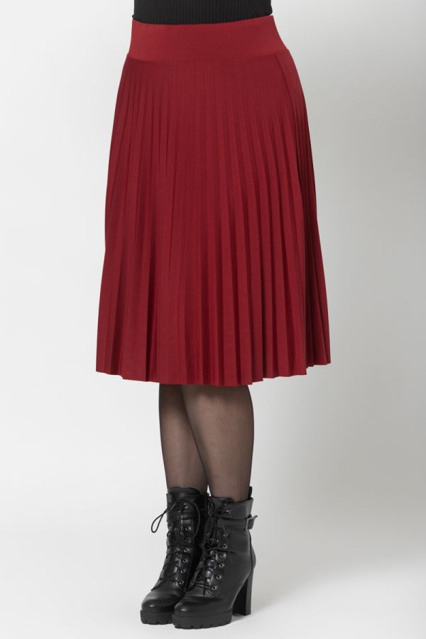 Midi φούστα πλισέ σε κόκκινο χρώμα1xl,2xl,3xl,4xl,5xl