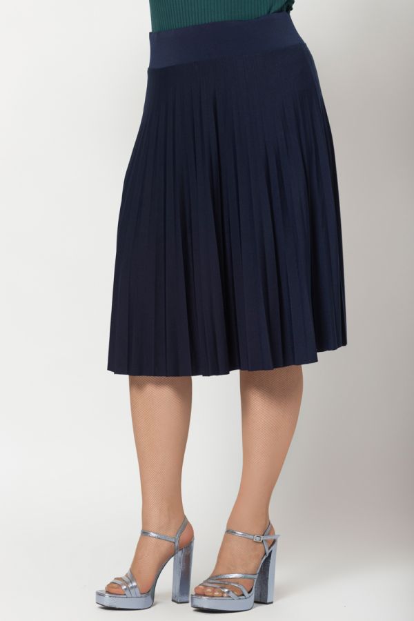 Midi φούστα πλισέ σε μπλε χρώμα 1xl,2xl,3xl,4xl,5xl
