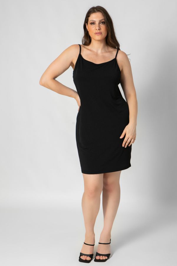 Mini φόρεμα με ρυθμιζόμενη τιράντα σε μαύρο χρώμα