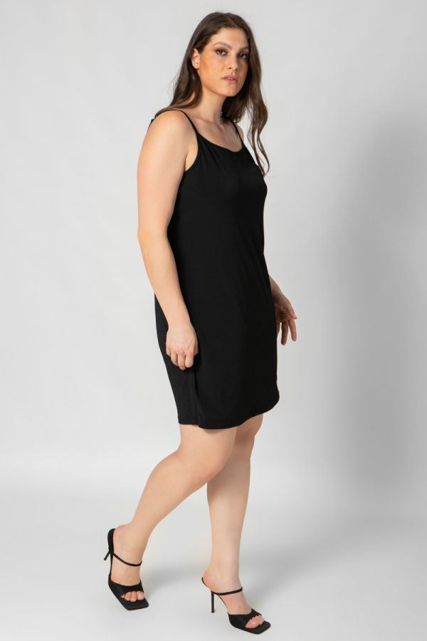 Mini φόρεμα με ρυθμιζόμενη τιράντα σε μαύρο χρώμα