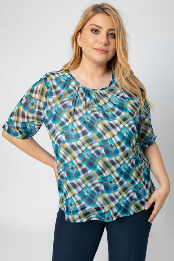 Κοντομάνικη μπλούζα με print σε μπλε χρώμα 1xl 2xl 3xl 4xl 5xl 