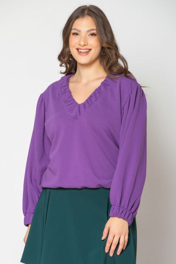 Μπλούζα φούτερ με άνοιγμα στο πίσω μέρος σε λιλά χρώμα