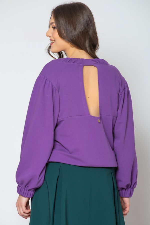 Μπλούζα φούτερ με άνοιγμα στο πίσω μέρος σε λιλά χρώμα