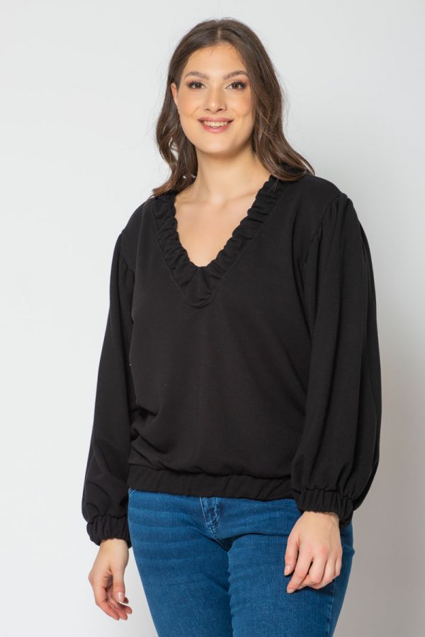 Μπλούζα φούτερ με άνοιγμα στο πίσω μέρος σε μαύρο χρώμα