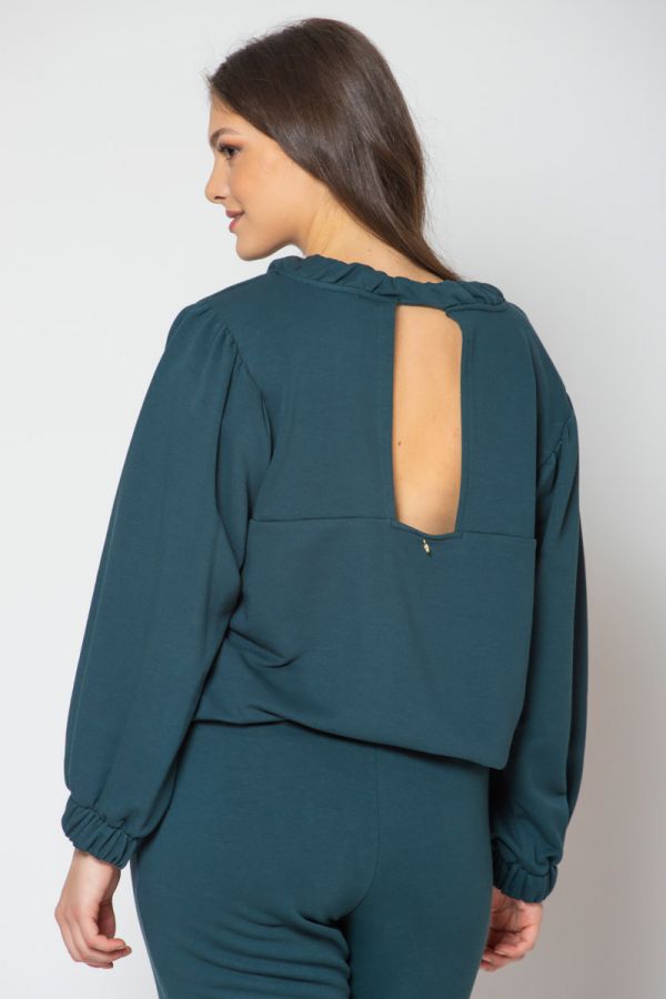 Μπλούζα φούτερ με άνοιγμα στο πίσω μέρος σε πράσινο χρώμα