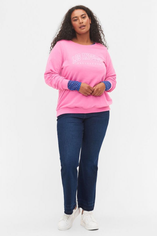 Μπλούζα φούτερ με τύπωμα σε ροζ χρώμα