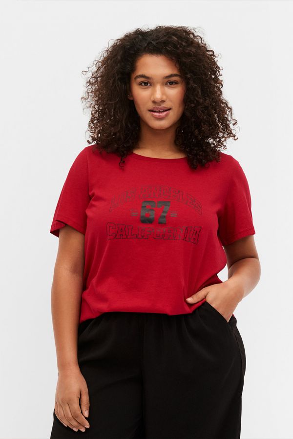 T-shirt μπλούζα με τύπωμα 'Los Angeles' σε κόκκινο χρώμα 1xl 2xl 3xl 4xl 5xl 
