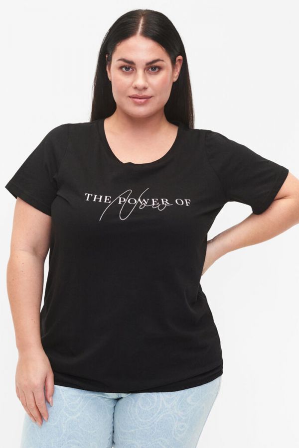 Κοντομάνικο t-shirt με τύπωμα σε μαύρο χρώμα