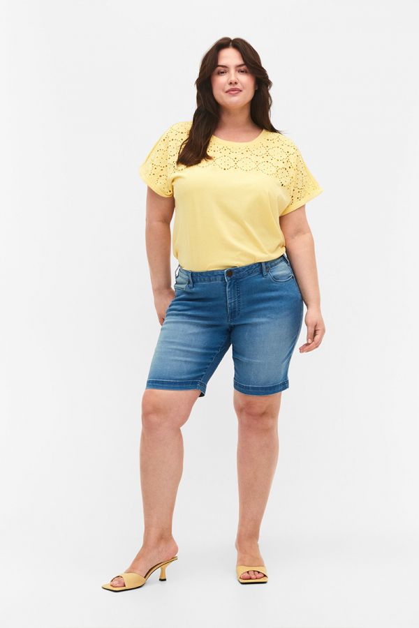 Μπλούζα με διάτρητο σχέδιο σε κίτρινο χρώμα 1xl 2xl 3xl 4xl 5xl 