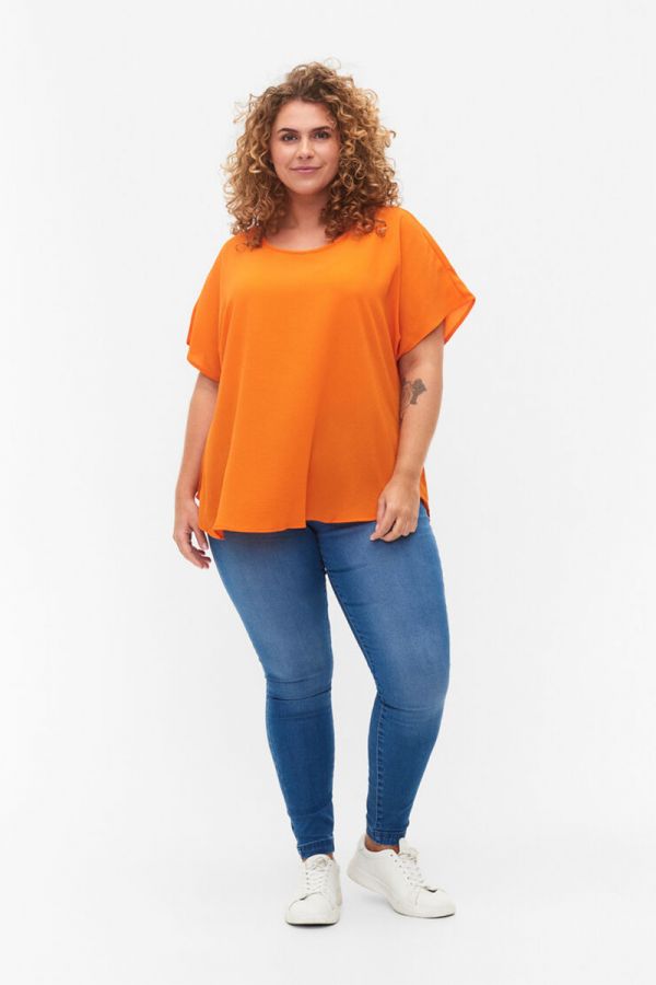 Κοντομάνικο t-shirt με στρογγυλή λαιμόκοψη σε πορτοκαλί χρώμα 1xl 2xl 3xl 4xl 5xl 