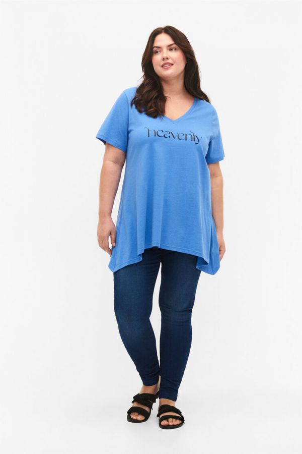 Κοντομάνικο t-shirt με μύτες σε γαλάζιο χρώμα 1xl 2xl 3xl 4xl 5xl 