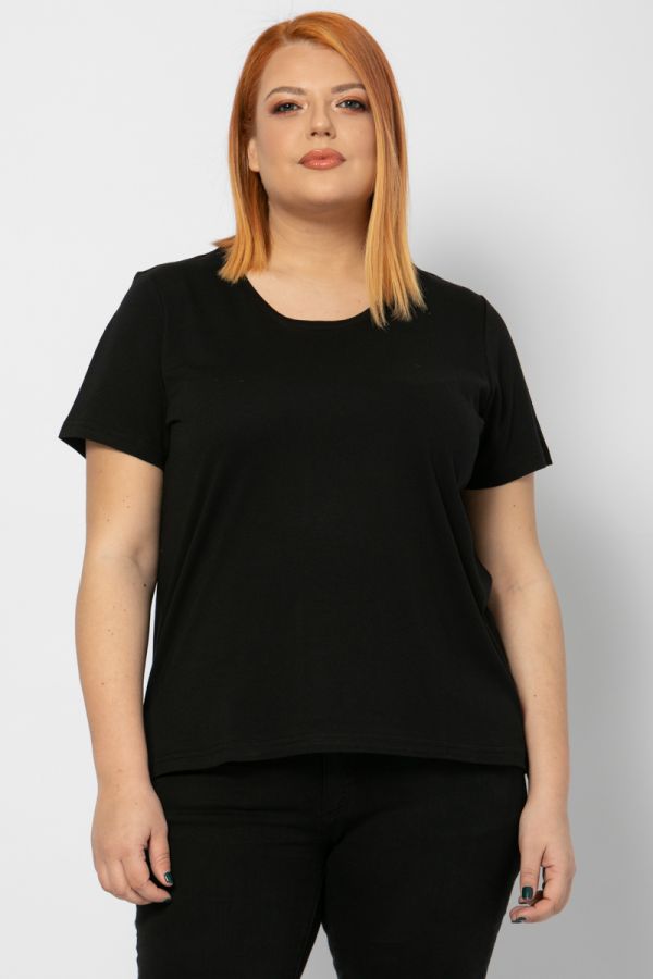 Κοντομάνικο t-shirt με στρογγυλή λαιμόκοψη σε μαύρο χρώμα 1xl 2xl 3xl 4xl 5xl 