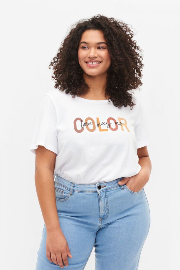 Κοντομάνικη μπλούζα με τύπωμα 'Color' σε λευκό χρώμα 1xl 2xl 3xl 4xl 5xl 