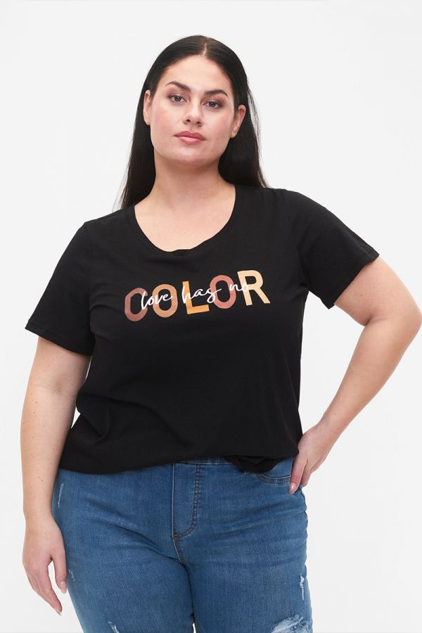 Κοντομάνικη μπλούζα με τύπωμα 'Color' σε μαύρο χρώμα 1xl 2xl 3xl 4xl 5xl 