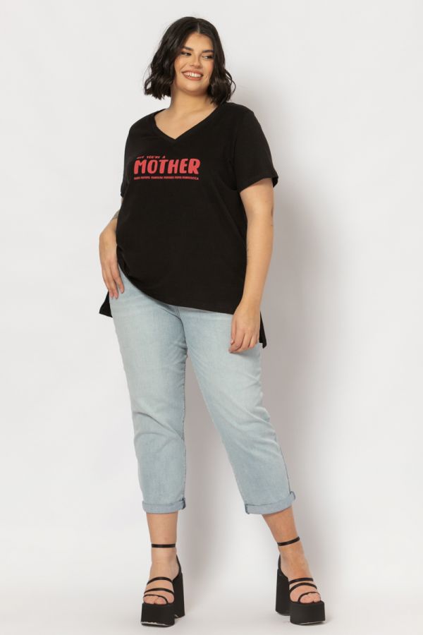 T-shirt με τύπωμα "mother" σε μαύρο χρώμα 1xl 2xl 3xl 4xl 5xl 